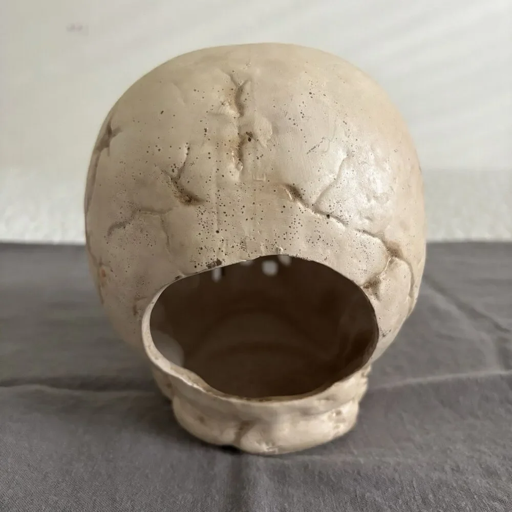 VINTAGE DALTON CERAMIC SKULL CANDLE TEALIGHT HOLDER Planter Spooky Halloween
